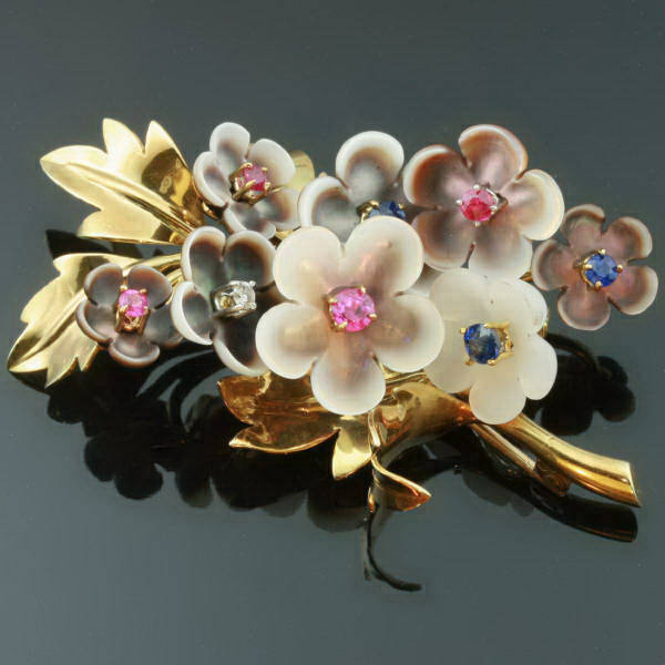 Joyful flower brooch from the fifties made by the famous jeweler Wolfers freres (image 10 of 16)